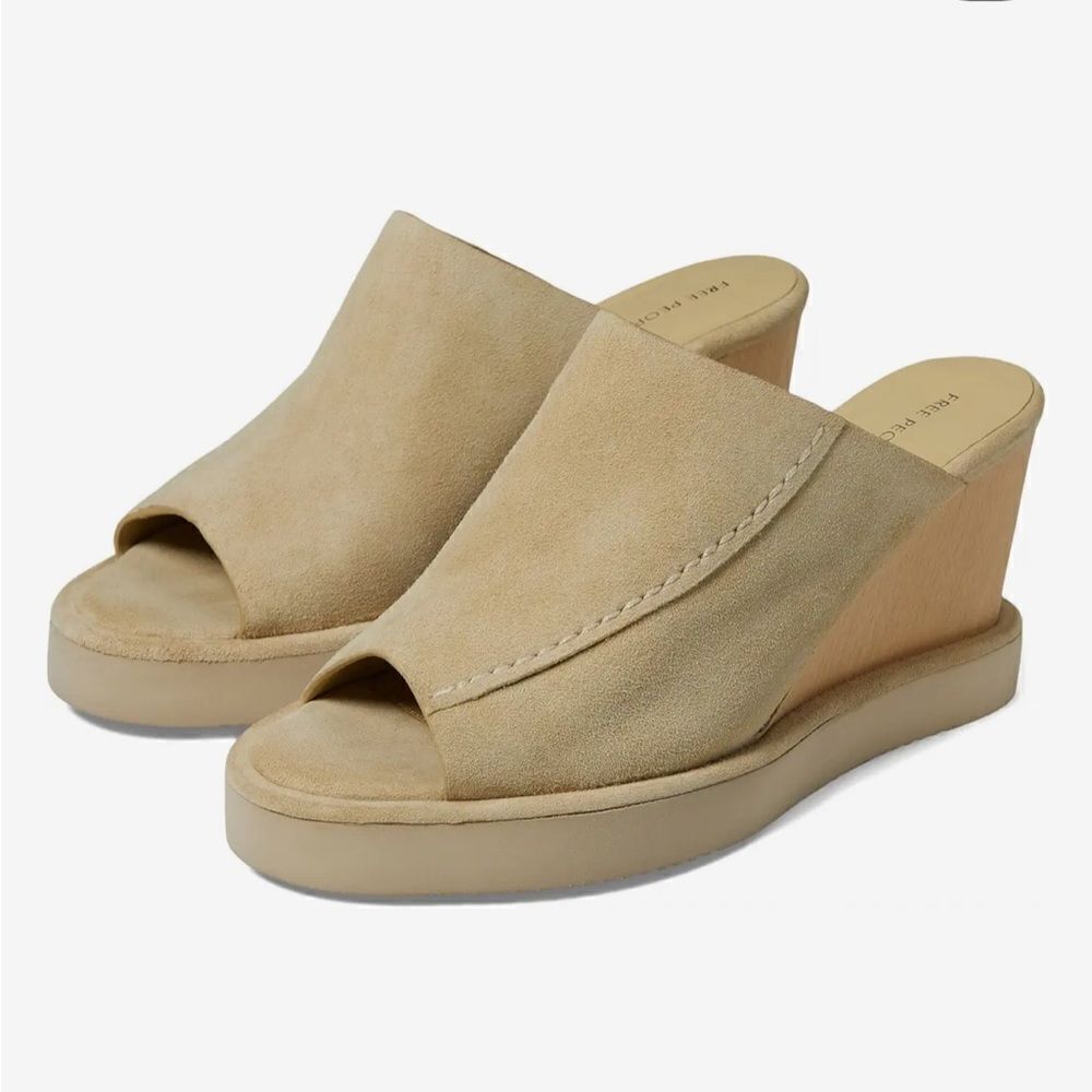 Free People Running In Wedges Suede Platform Sandals in Cafe Tan NIB size 7.5